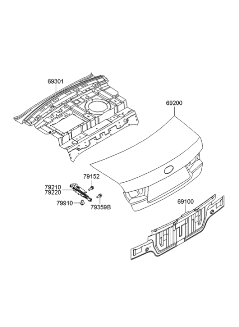 2009 Hyundai Sonata Hinge Assembly-Trunk Lid,LH Diagram for 79210-0A000