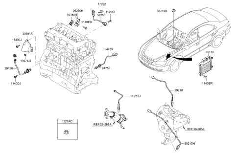 2023 Hyundai Kona N Sensor-Camshaft Position Diagram for 39318-3C100