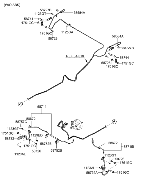 2010 Hyundai Sonata Old Body Style Brake Fluid Line Diagram 1