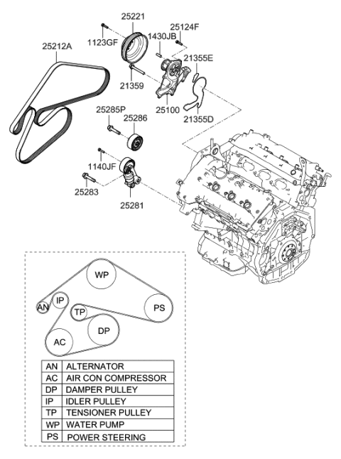 2009 Hyundai Sonata Cover-Water Pump Diagram for 25125-2G100