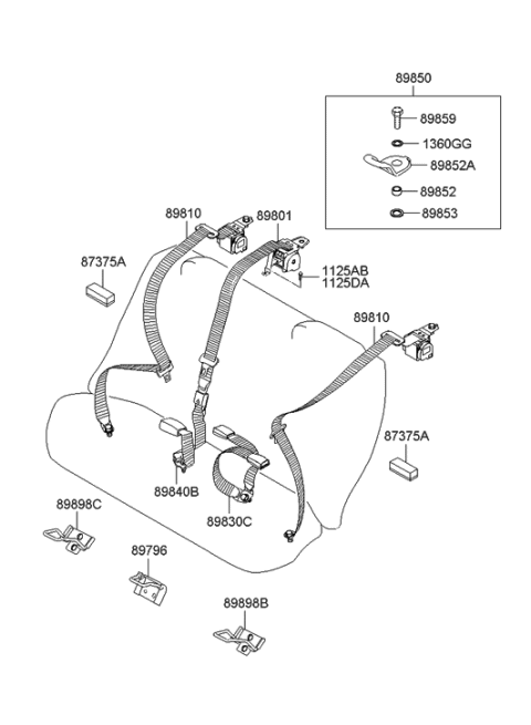 2007 Hyundai Sonata New Body Style Rear Seat Belt Diagram