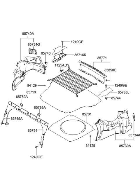 2010 Hyundai Sonata Cover-Luggage Side,LH Diagram for 85753-3K050-LK