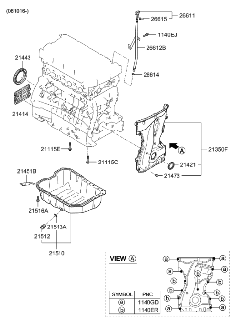 2010 Hyundai Sonata Belt Cover & Oil Pan Diagram 2