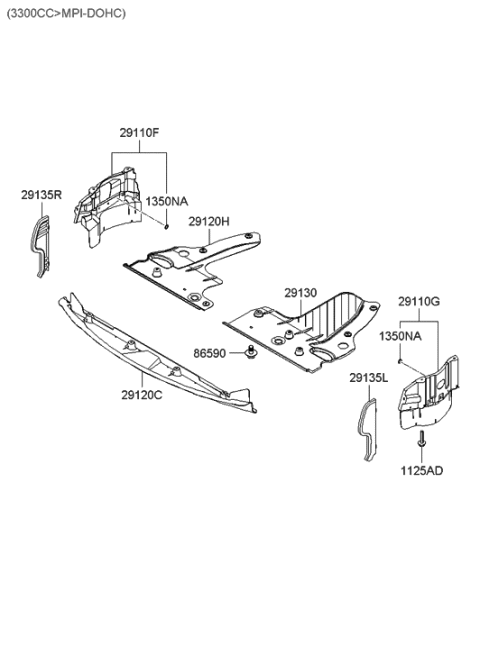 2015 Hyundai Genesis Cover Assembly-Side,LH Diagram for 29110-3K150