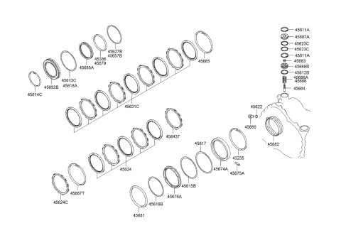 2022 Hyundai Nexo Piston-Lower & Reverse Brake Diagram for 45653-39500