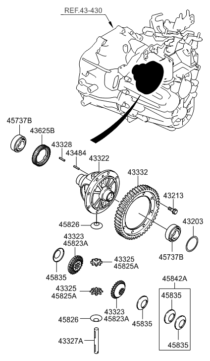 2009 Hyundai Sonata Old Body Style Transaxle Gear-Manual Diagram 2