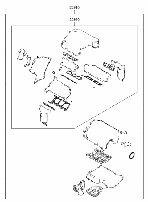 2008 Hyundai Sonata Gasket Kit-Engine Overhaul Upper Diagram for 20920-3CB00