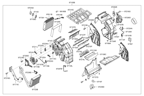 2014 Hyundai Genesis Case-Heater & Evaporator,Lower Diagram for 97136-3K000