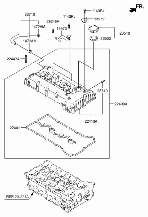 2009 Hyundai Sonata Old Body Style Rocker Cover Diagram 1
