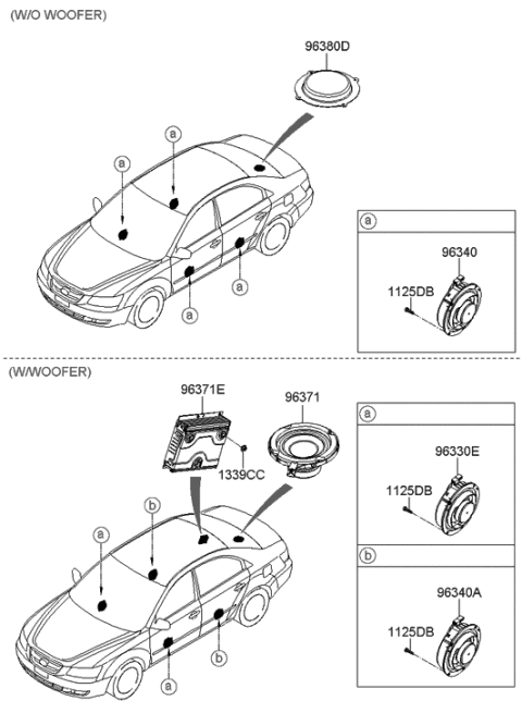 2009 Hyundai Sonata Door Speaker And Protector Assembly Diagram for 96330-0A102