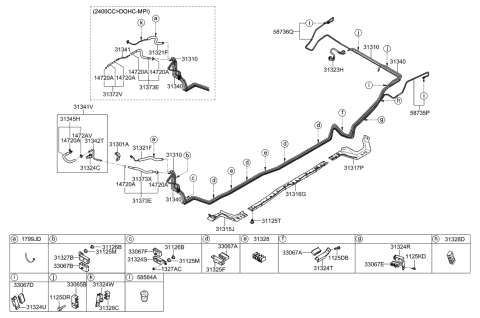 2010 Hyundai Sonata Tube-Front Vapor Diagram for 31342-0A000