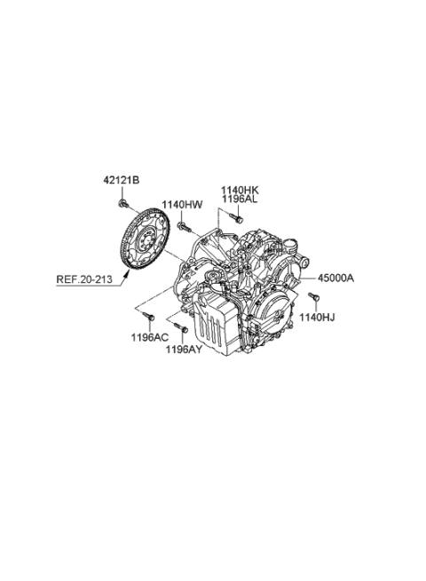 2009 Hyundai Sonata Ata & Torque Converter Assembly Diagram for 45000-3A235