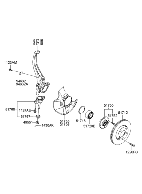 2009 Hyundai Sonata Old Body Style Front Axle Hub Diagram