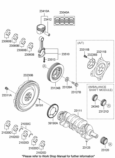 2008 Hyundai Sonata Crankshaft & Piston Diagram 1