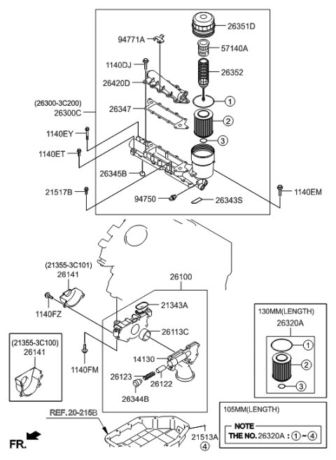 2008 Hyundai Sonata Front Case & Oil Filter Diagram 1