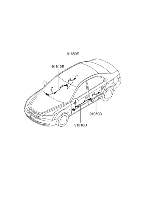 2008 Hyundai Sonata Wiring Assembly-Front Door(Passenger) Diagram for 91611-0A010