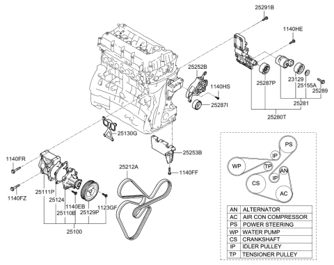 2010 Hyundai Sonata Old Body Style Coolant Pump Diagram 1