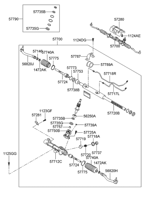 2008 Hyundai Sonata Power Steering Gear Box Diagram