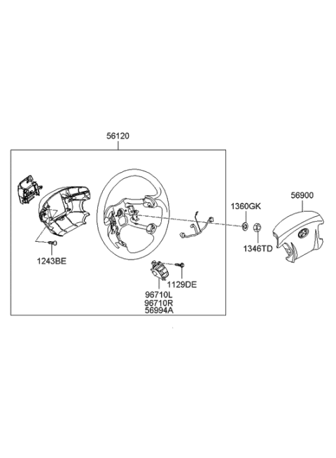 2010 Hyundai Sonata Steering Wheel Body Assembly Black Diagram for 56110-0A910-HZ