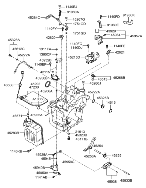 2014 Hyundai Genesis Bracket-Roll Mounting Diagram for 91980-3K410