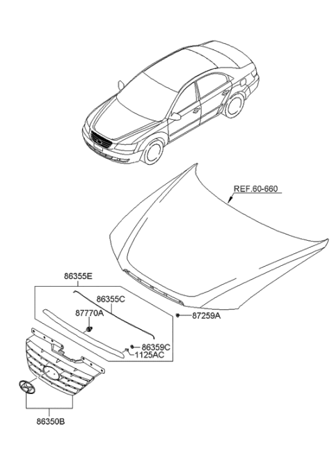 2010 Hyundai Sonata Old Body Style Radiator Grille Diagram
