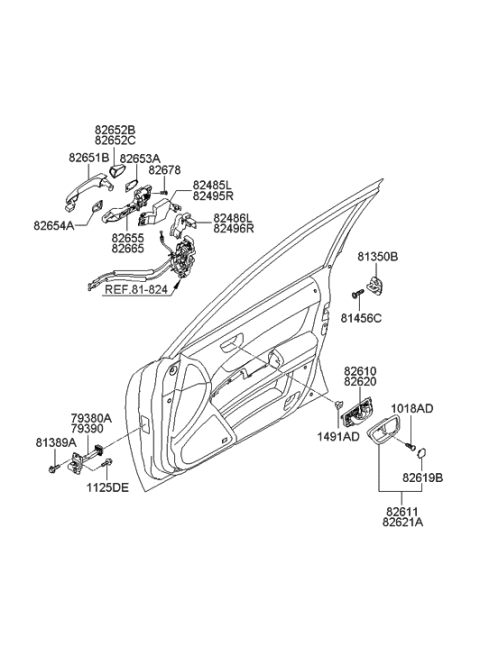 2009 Hyundai Sonata Bracket-Front Outside Handle Support Diagram for 82485-3K200