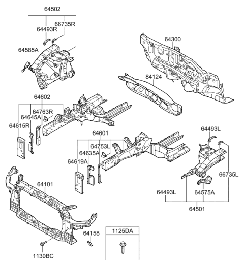 2011 Hyundai Elantra Fender Apron & Radiator Support Panel Diagram