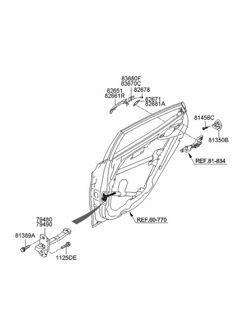 2012 Hyundai Elantra Checker Assembly-Rear Door,LH Diagram for 79480-3X000