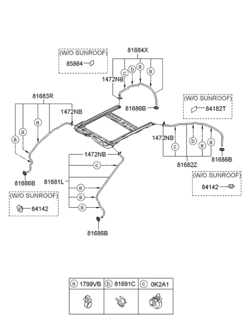 2011 Hyundai Elantra US Alabama made Sunroof Diagram 2