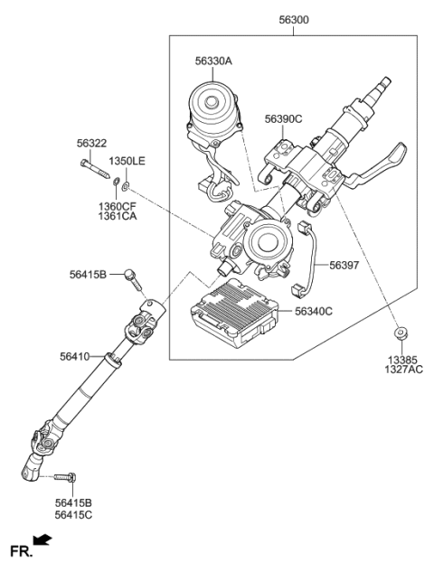 2012 Hyundai Elantra US Alabama made Steering Column & Shaft Diagram