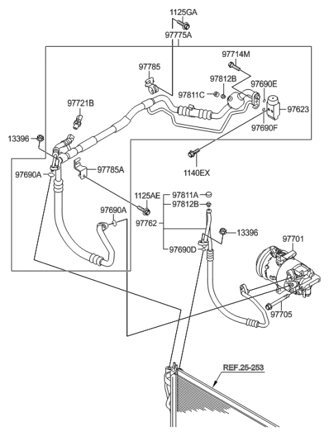 2011 Hyundai Elantra US Alabama made Air conditioning System-Cooler Line Diagram 1