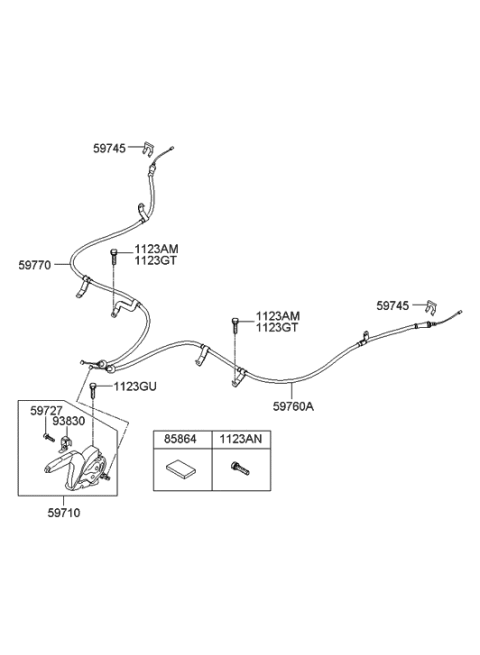 2013 Hyundai Elantra Lever Assembly-Parking Brake Diagram for 59710-3X600-RY