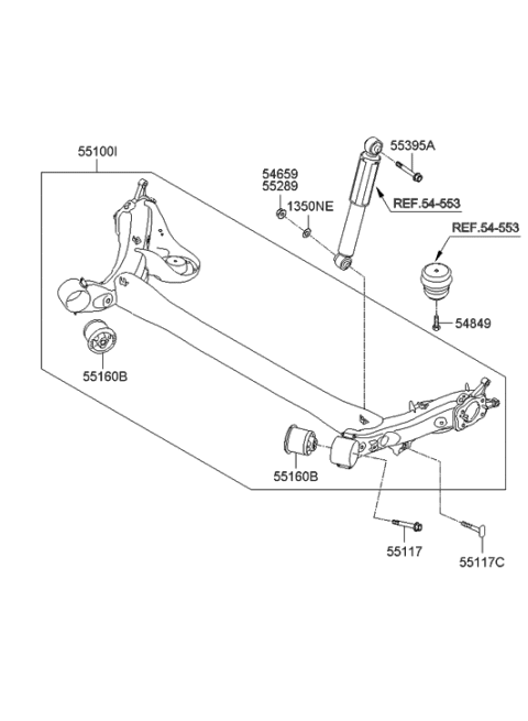 2012 Hyundai Elantra Torsion Axle Complete Diagram for 55100-3Y100