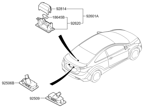2011 Hyundai Elantra US Alabama made License Plate & Interior Lamp Diagram
