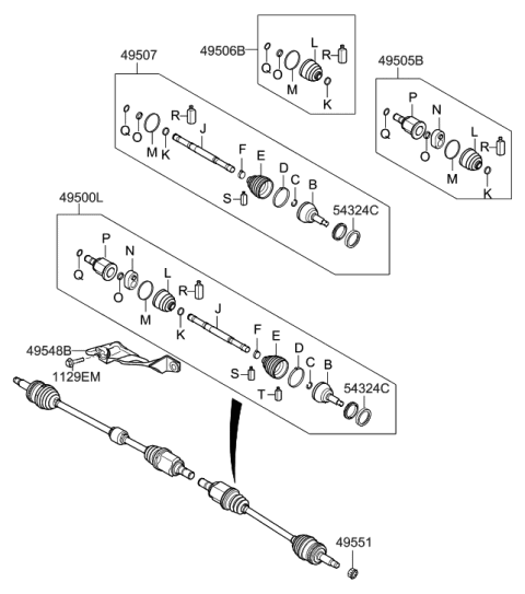 2013 Hyundai Elantra US Alabama made Drive Shaft (Front) Diagram 2