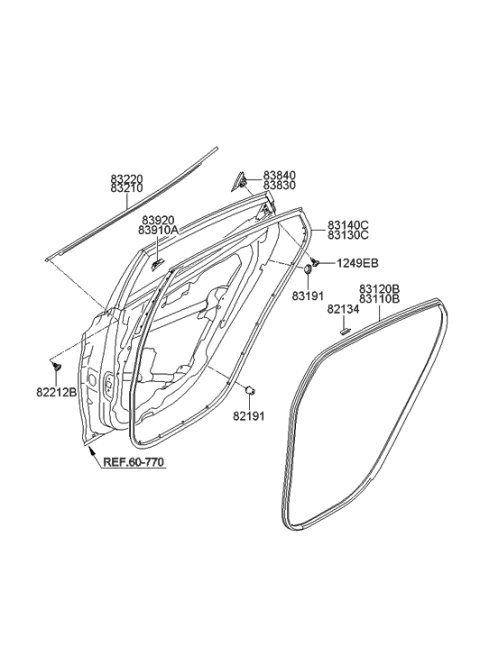 2015 Hyundai Elantra Weatherstrip-Rear Door Body Side LH Diagram for 83110-3Y000
