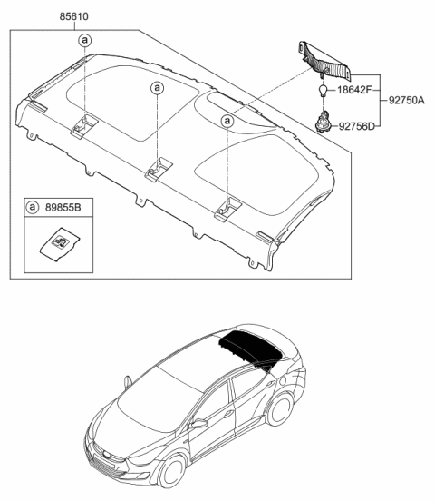 2013 Hyundai Elantra US Alabama made Rear Package Tray Diagram