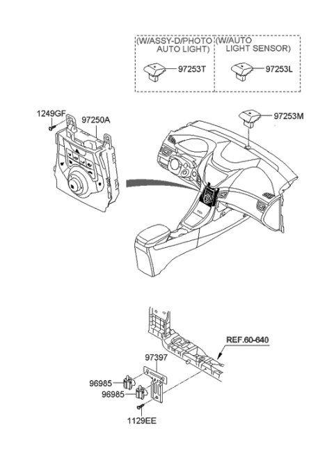 2012 Hyundai Elantra Heater Control Assembly Diagram for 97250-3X270-RA5