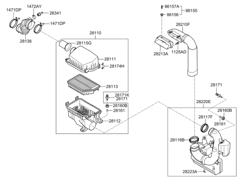 2013 Hyundai Elantra US Alabama made Air Cleaner Diagram