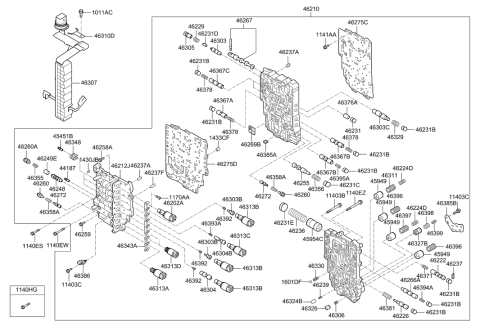 2013 Hyundai Elantra US Alabama made Transmission Valve Body Diagram