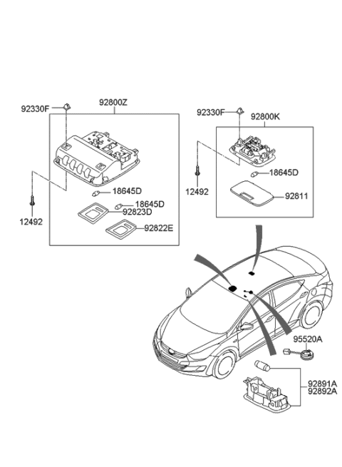 2011 Hyundai Elantra US Alabama made Room Lamp Diagram