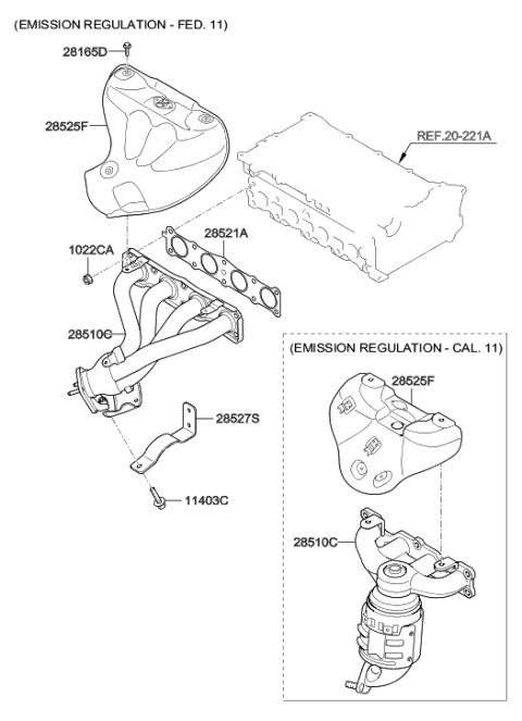 2012 Hyundai Elantra Protector-Heat Upper Diagram for 28525-2E050