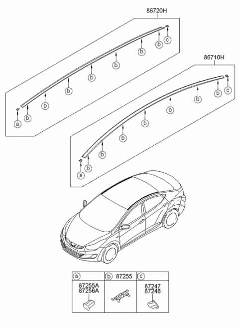 2011 Hyundai Elantra Roof Garnish & Rear Spoiler Diagram