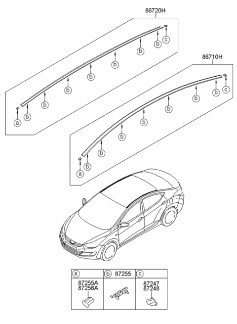 2011 Hyundai Elantra US Alabama made Roof Garnish & Rear Spoiler Diagram