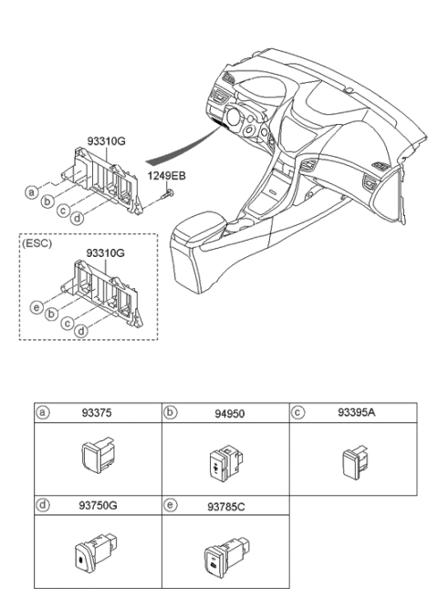 2011 Hyundai Elantra US Alabama made Switch Diagram 1