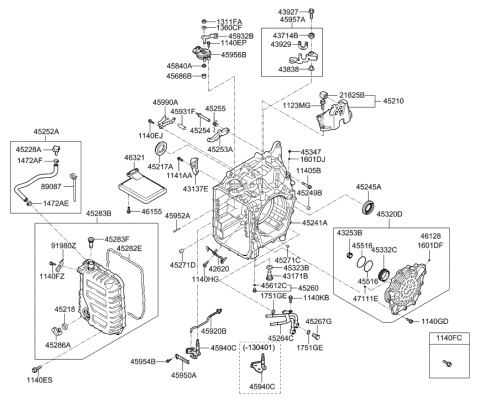 2011 Hyundai Elantra US Alabama made Auto Transmission Case Diagram 1