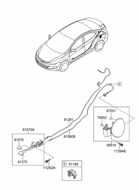 2013 Hyundai Elantra US Alabama made Fuel Filler Door Diagram