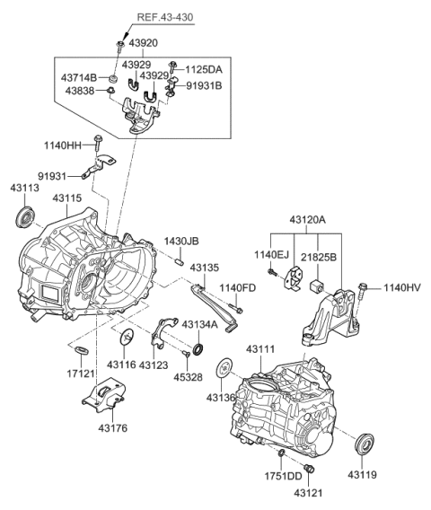 2011 Hyundai Elantra US Alabama made Transaxle Case-Manual Diagram