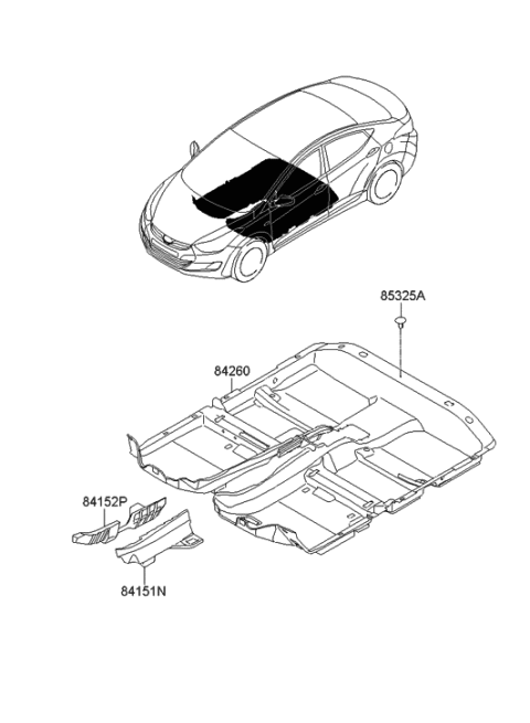 2011 Hyundai Elantra Carpet Assembly-Floor Diagram for 84260-3Y100-HZ