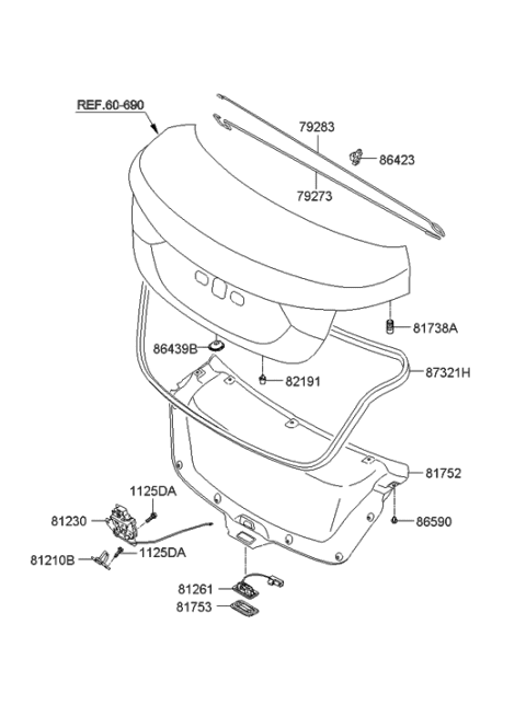 2018 Hyundai Ioniq Bar Trunk Lid Hinge Torsion,LH Diagram for 79273-3Y000
